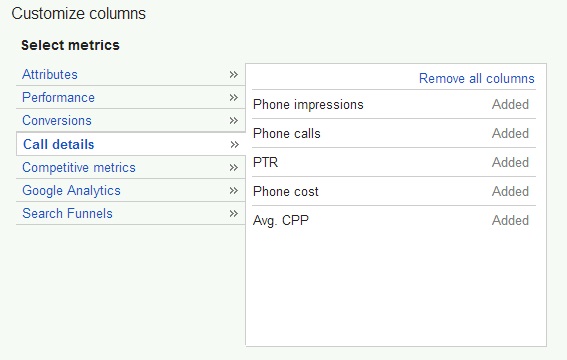 Call Details Column