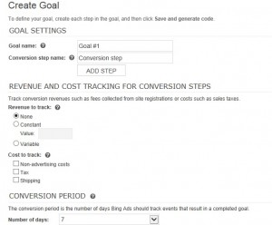 Create Bing Ads Goal